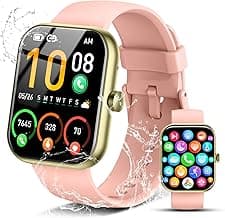2026 Smart Watch for Men Women (Answer/Make Call), 1.96" HD Fitness Tracker Running Watch,IP68 Waterproof,Pedometer, Sleep/Step/Activity/Heart Rate Monitor,110+ Sport Mode Smartwatch for Android,Pink