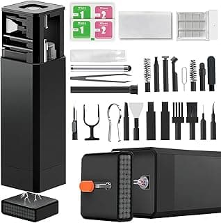 2026 Upgrade Phone Cleaning Kit 47PCS, iPhone Cleaning Kit, Airbuds AirPods Cleaning Kit, Keyboard, Charging Port Cleaner for Apple Lightning/Android USB-C - Includes Putty, Cloth & Wipes (Black)