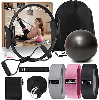 Nuplot Pilates Equipment, Pilates Kit for Home Workouts, Pilates Essentials Kit for Women, Home Pilates Kit with Pilates Ring and Ball Set, Booty Bands, Figure 8 Resistance Band, Yoga Band