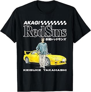 Initial D Akagi Red Suns Logo with Keisuke Manga Anime T-Shirt