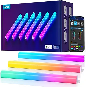 Govee Glide Wall Lights, RGBIC LED Light, Smart Gaming Light Compatible with SmartThings, RGB Lights Bar, LED Wall Lights for Bedroom, 2 Panels Set (3 Sections/Panel)