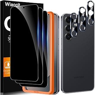 3 Pack Tempered Glass Privacy Screen Protector for Samsung Galaxy S25 FE with 3 Pack Camera Lens Protector, 9H Hardness, Bubble Free, Case Friendly