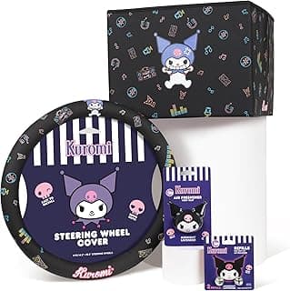 Sanrio Kuromi Car Trunk Organizer, Steering Wheel Cover, Air Freshener & Refill – Cute, Collapsible, Heavy-Duty Storage & Car Accessories for Groceries, Tools, Travel – 12.5"L x 12.5"W x 9"H