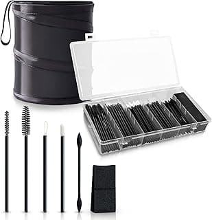 OrKo Disposable Makeup Applicator Kit with Spatulas, Lip Applicators, Eyeliner Brushes, Sponge, Eye Brow & Mascara Brush Includes Portable Collapsible Trash Bin Ideal for Makeup Artist