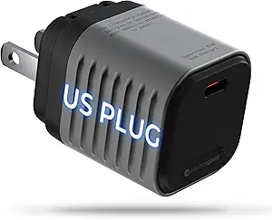 Rolling Square Supertiny - 65W USB-C GaN Wall Charger, Fast Charging Adapter with Foldable US Plug, Ultra-Compact Travel Charger for Phones, Tablets, Laptops and USB-C Devices (Only 1.7in Long)