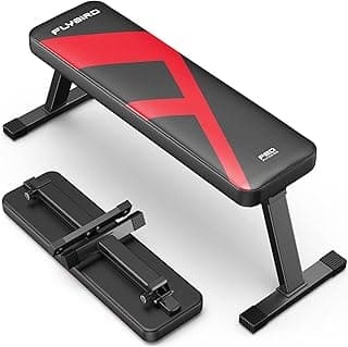 FLYBIRD Flat Bench, Foldable Flat Weight Bench Easy Assembly for Strength Training Bench Press, 600/1000 LBS 2 Versions