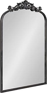 Kate and Laurel Arendahl Traditional Arch Mirror, 19 x 30.75, Antique Black, Baroque Inspired Wall Decor