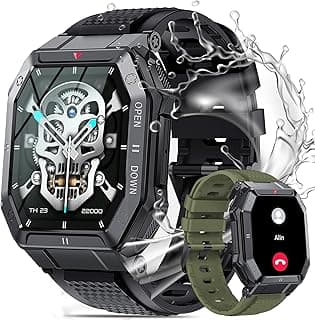 Smart Watch with 1.85'' HD Screen, Fitness Tracker/Bluetooth Call/Sports Mode, Men's Tactical Smart Watches for iOS Android Samsung