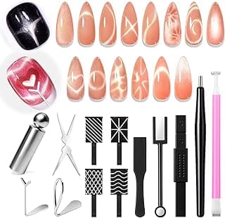 AZUREBEAUTY Cat Eye Magnet Nail Art Tools-14PCS Powerful Cateye Gel Nail Polish Magnet Tools -Heart/French /Black Hole Magnet Sticks, DIY Glassy Cateye Nail Art Effects