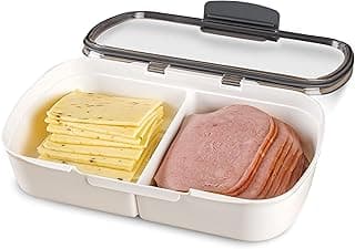 ProKeeper Split Deli Food Storage Container with Air-Tight Silicone Seal and Dry Erase Compatible Lid, 11.75