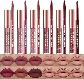 BestLand 12Pcs Matte Liquid Lipstick + Lip Liner Pens Set, Velvety Nude Lip Stain Waterproof Long Wear Makeup Gift Set