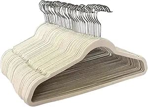 50 Pack Beige Velvet Hangers Clothes Hangers Velvet Hanger Clothing Hangers Clothes Hanger Suit Hanger Ultra Thin No Slip for Shirts, Suit and Dresses
