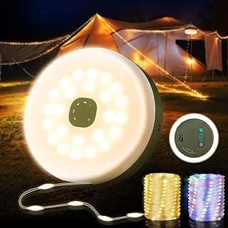 Camping String Lights, Quick Storage 32.8FT Rechargeable Tent Lights with 8 Modes, Hanging Waterproof Portable LED Lamp for Outdoor Patio Awning Garden Party Camping Essentials