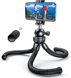 andobil Handy Stativ [2022 Stabiler & Flexibeler] Stativ für Smartphone mit Bluetooth-Fernbedienung & Handyhalterung 360° Rotation Mini Stativ für iPhone/Samsung/GoPro/Kamera innerhalb von 1,2 kg usw