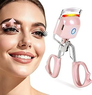 Heated Eyelash Curler Electric Eyelash Curlers 8s Fast Heating Lash Curler Safe Anti-Burn Lash Curler Intelligent Temp Control rizador de pestañas for 24H Long Lasting Curls (Pink)