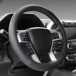 SEG Direct Car Steering Wheel Cover Universal Standard Size 14.5-15 inch, Black Microfiber Leather