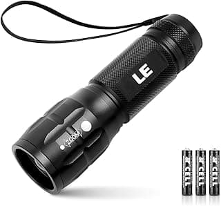 Lighting EVER LED Flashlights High Lumens, Small Flashlight, Waterproof, Adjustable Focus Flash Light for Outdoor, Emergency, AAA Batteries Included, Tactical & Camping Accessories