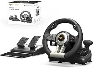 PXN PC Racing Wheel, V3 PRO 180 Degree Universal Usb Car Sim Race Steering Wheel with Pedals for PC, PS3, PS4, Xbox One, Xbox Series X/S, Switch (Black)