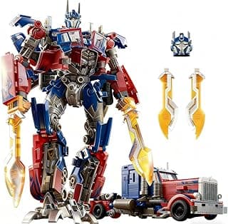 Deformation Car Robot Toys, Action Figures with Weapons, 8 in Portable Car Model Alloy Deformed Robot Toy Gift for Kids Boys and Girls