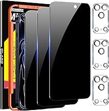 Milomdoi 3 Pack Privacy Screen Protector for iPhone 17 Pro Max [Phone Case Friendly] Accessories Private Film, 3 Pacs Tempered Glass Camera Lens Protector, with Mounting Frame for Apple Anti Spy,Black