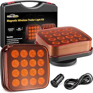 Partsam LED Wireless Strobe Hazard Lights Kit for Trucks - Rechargeable Magnetic Flashing Beacon Lights for Vehicles & Trailers