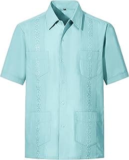 Men's Guayabera Shirts for Mens Cuban Shirts Short Sleeve Shirt