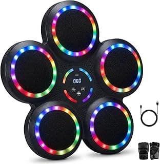 Music Boxing Machine, Smart Wall Mounted Music Punching Machine for Adults, Interactive Boxing Training Equipment with Gloves for Home, Office and Gym (RGB Light)