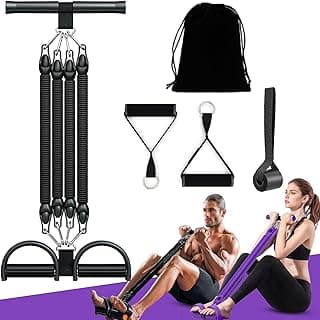 2026 Upgrade Foot Pedal Resistance Band, Adjustable 4-Tube Pedal Ankle Puller Resistance Band with Handle, Multifunction Home Gym Equipment, Stirrup Puller for Men Women for Full Body Exercise
