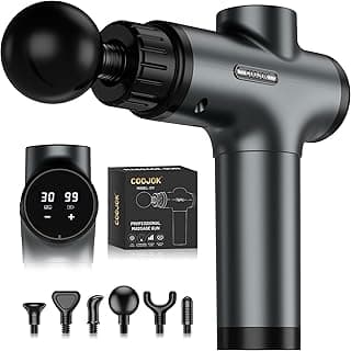 COOJOK® Massage Gun Deep Tissue, Handheld Electric Muscle Massager with 6 Massage Heads, 30 Speed Levels, Percussion Massager Gun for Pain Relief, Back Massager for Athletes Men Women
