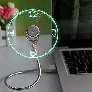ONXE LED USB Clock Fan with Real Time Display Function,Stocking Stuffers for Men Christmas Gadgets,Father's Day Gifts,1 Year Warranty