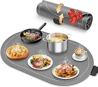 Warming Mat for Food with Adjustable Temperature Timer,10S Fast Heating Electric Food Warming Mat for Parties Buffet Daily,Food Heating Mat with Insulating Pad Raised Feet Protects Table