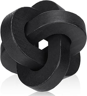 Yalikop 3 Link Wood Knot Decor - Hand Carved Coffee Table Decoration, Boho Chain Link Decor, Modern Shelf, Rustic Objects for Home Living Room Bedroom(Classic,Black)