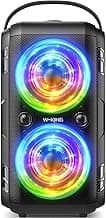 W-KING Party Bluetooth Speaker Boom Box, 180W Max Big Large Loudest Wireless Outdoor Portable Speaker 4 Drivers with 2*4.04'' Subwoofer, 80W HD Huge 105dB Pulse Natur Deep Bass, IPX5/24H/EQ/USB/TF/AUX
