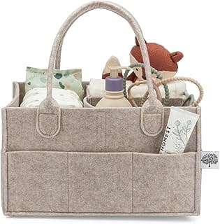 Parker Baby Diaper Caddy - Nursery Storage Bin and Car Organizer for Diapers and Baby Wipes - Oatmeal, Regular