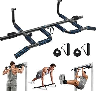 EPHESPORT 2026 Multifunctional Pull Up Bar for Doorway – US Patented Design, Foldable, No Drilling or Slipping, Multi-Grip Bar with Resistance Band Hooks, Commercial Alloy Steel, Large PVC Pads, 440 lbs Capacity