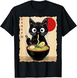 Anime Cat Ramen Japanese Funny Cat Graphic Tees Anime Gifts T-Shirt