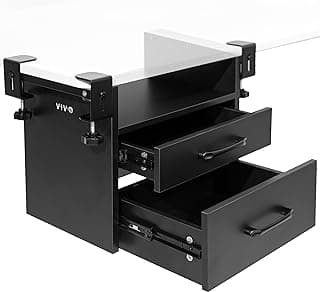 VIVO Corner Clamp-on Under Desk Drawer and Shelf System, Office Accessory Holder for Supplies, Gaming Devices, and More, Multi-Level Storage, Workstation Organizer, Black, DESK-DR3C