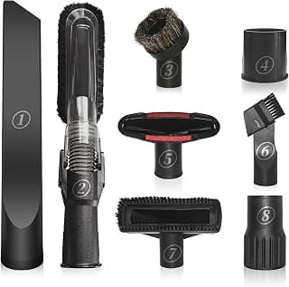 Universal Vacuum Attachments & Brushes, 8-Piece Small Portable Shop Vac Accessories with Adapter Kit for Car Detailing, Home, Pet Hair Cleaning – Fits Most Standard Vacuums