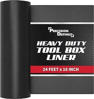 Precision Defined Professional Grade Tool Box Liner, Black | Tool Box Drawer Liner, Shelf Liner Non Slip Mat, Thick Cabinet Shelf Liner, Toolbox Drawer Liners, Tool Chest, Workbench Mat (24 ft x 18")