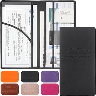Premium Car Registration & Insurance Card Holder with Magnetic Shut, Vehicle Glove Box Car Organizer - For Documents, Cards, License (Black)