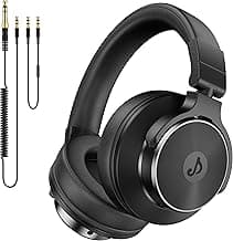 Wired Headphones Over Ear, Studio Monitor & Mixing DJ Headphones with 50mm Neodymium Drivers and 1/4 to 3.5mm Jack for Guitar AMP Podcast Piano Keyboard (Black)