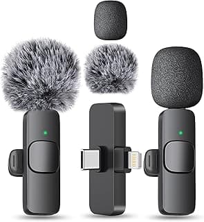 Wireless Mini Microphone for iPhone, Android Phone - Lavalier Lapel Mic for Audio Video Recording - Clip on Content Creator Microphones for YouTube Tiktok Podcast Vlogging