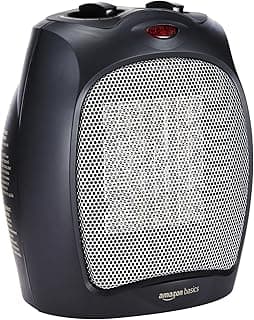Ceramic Space Heater, Portable Indoor Heating Solution, With Overheat and Tip-Over Protection, Thermostat, Non-Oscillating, 1500W, 7.52"D x 6.34"W x 9.45"H, Black