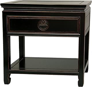Red Lantern Elegant End Table - Antique Black
