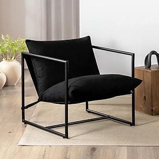 Zinus Aidan Sling Accent Chair, Metal Framed Armchair with Shredded Foam Cushioning, Black