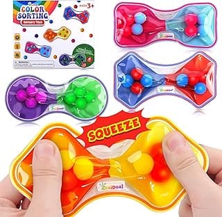 Sensory Fidget Toys for Kids Toddler: 4 Pack Color Sorting Sensory Toys for Autism - Squeeze Calming Toys for Toddler Girls Boys - Quiet Fidget Toys for Student Classroom - Goodie Bags Stuffers