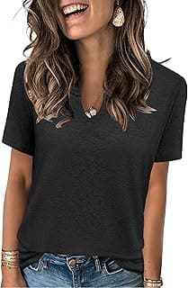 Spring Tops for Women Casual V Neck T Shirt Lightweight Short Sleeve Soft Tee for Summer Everyday Wear