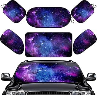 Moukeren 6 Pieces Car Windshield Sunshade Cover Set Car Window Sun Shades UV Rays Sun Visor Protector Auto Windshield Sunshades Cover for Van SUV Truck (Galaxy)