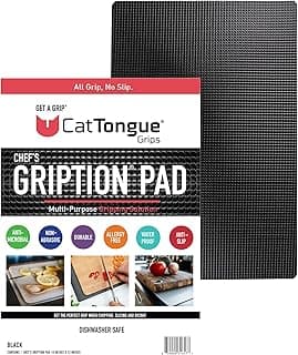 CatTongue Grips Non-Adhesive Anti-Slip Mat - Multi-Purpose Non-Slip Pad For Chefs & Home Cooks - Ideal Cutting Board Mat & Drawer Liner - Kitchen Essentials For Safety (Black, 1-Pack)