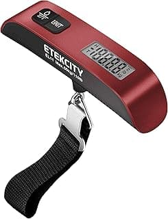 Etekcity Luggage Scale, Digital Weight Scales for Travel Accessories Essentials Suitcases , Portable Handheld Scale with Temperature Sensor, Rubber Paint, 110 Pounds, Battery Included